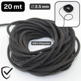 20 meters 2.5mm Black Super Strong Polyester Cord - ACCESSOIRES LEDUC BV